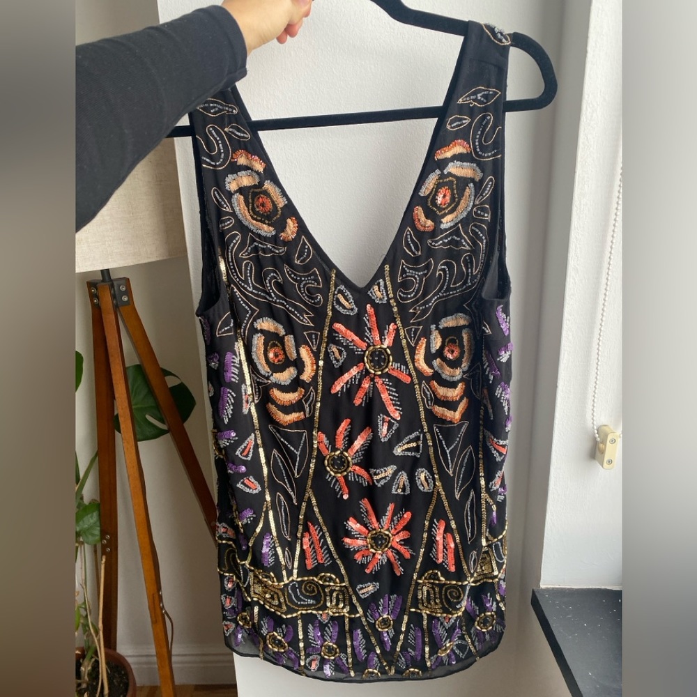 FREE PEOPLE embellished shift tank dress